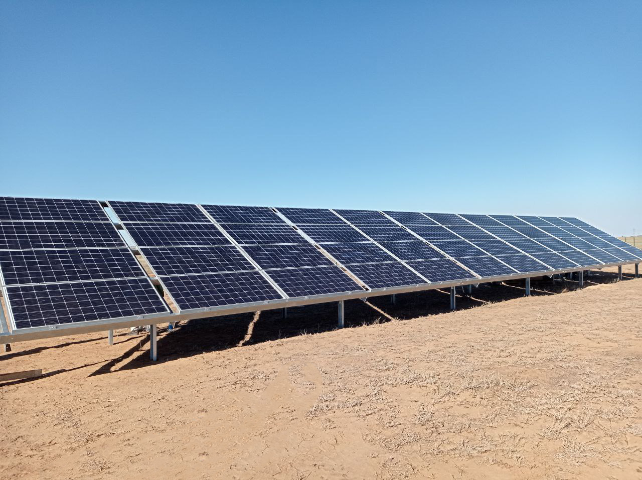 Fixed tilt support structures for solar power plant